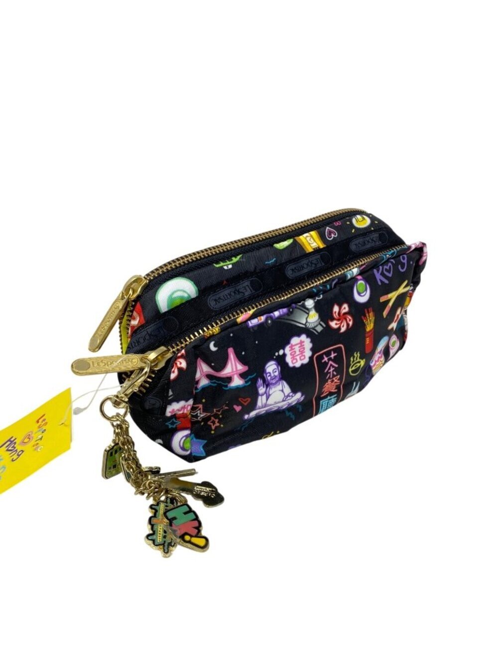 LeSportSac Kevyn We Love Hong Kong Cosmetic Case Makeup Bag Charms Retired  B8